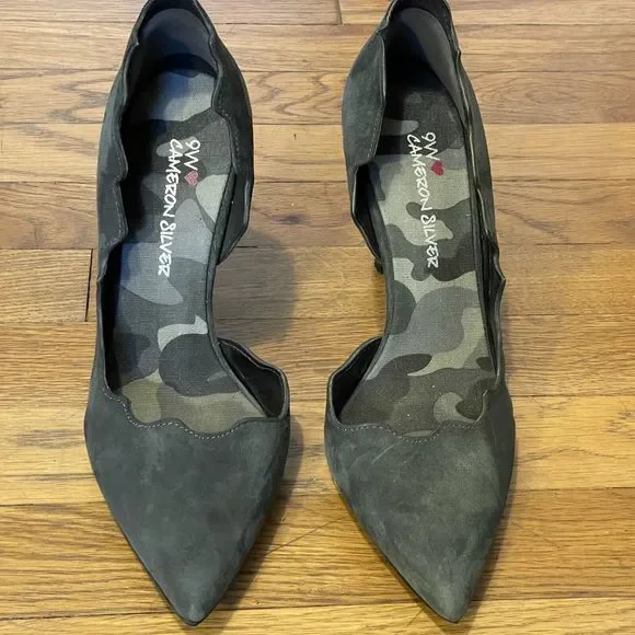 Nine West by Cameron Silver Johnny Pumps Women's Size 6 Grey Suede 3.9 Inch Heel - Picture 13 of 14